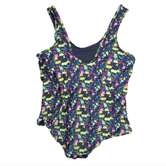 Sheer Faux Leather Colorful One Piece Swimsuit Size 3X - Picture 6 of 7